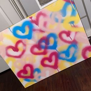 LARGE SPRAY PAINTED PREPPY HEART CANVAS ART